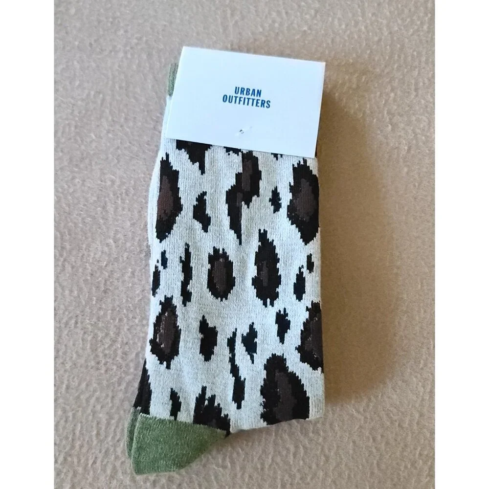 2 Pairs Urban Outfitters Crew Socks One Size Unisex Tie Dye Animal Print NEW